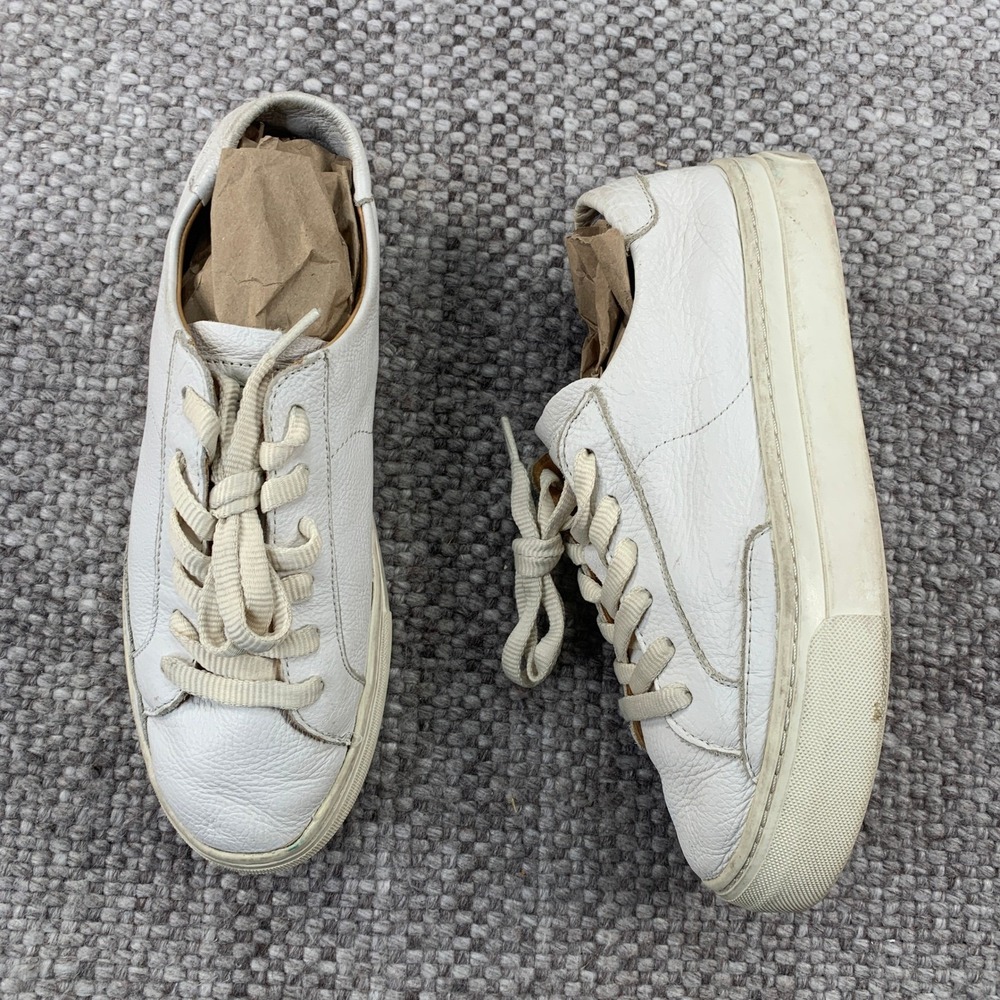 Soludos Platform Sneakers Womens Size 8 White Leather Low Top Lace Up Shoes